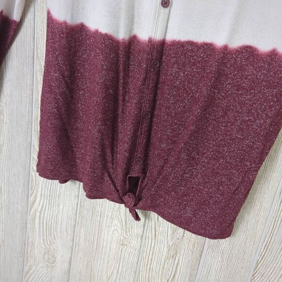 Justice Girls XL Striped Tie Dye Knotted Long Sleeve Shirt Top Purple White - Picture 3 of 7